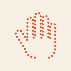 Unhanded app icon: a hand drawn in orange dots